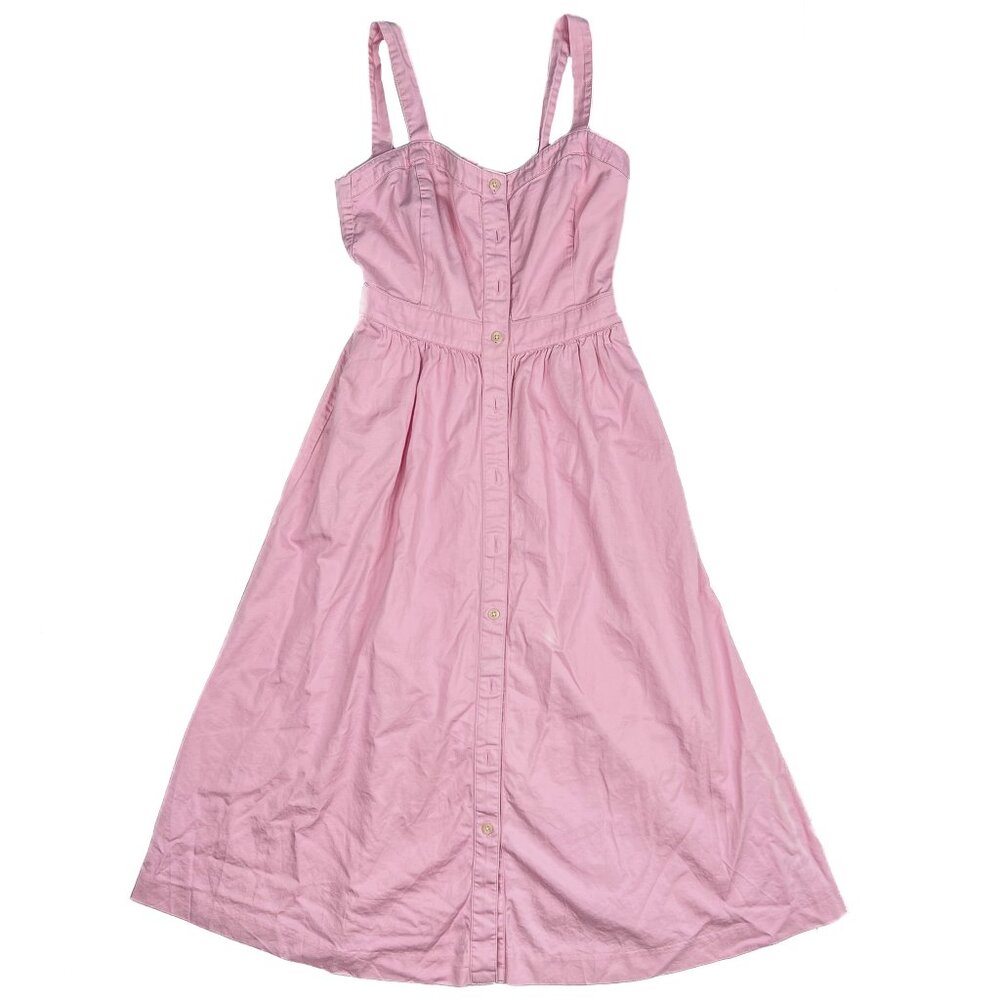 Madewell Pink Fleur Bow-Back Strappy Pleated Midi Petal Pastel Pink Sz 00 - NWOT - Picture 3 of 9